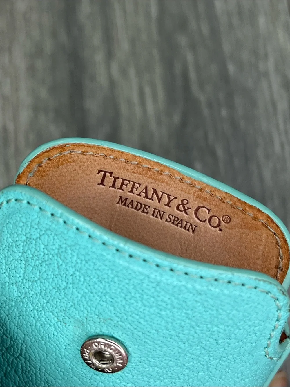 Tiffany & Co. Signature Blue Leather Phone Sleeve with Pull-Tab